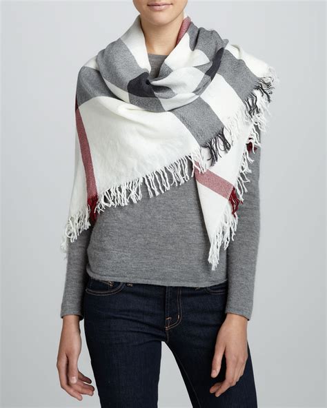 burberry ivory check wool fringe scarf|Burberry Limited.